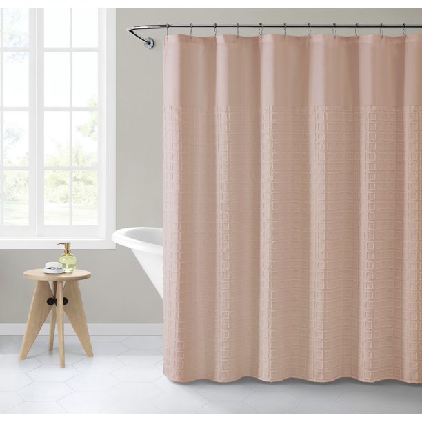 VCNY Home Clipped Geometric Fabric Shower Curtain, Blush