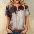 thumbnail image 2 of JULMCOMO Halloween Shirts for Women Cotton Linen Funny Witch Pumpkin Ghost Print Henley Trendy Tunic Tops Holiday Costume Graphic Tees Multicolor M, 2 of 9