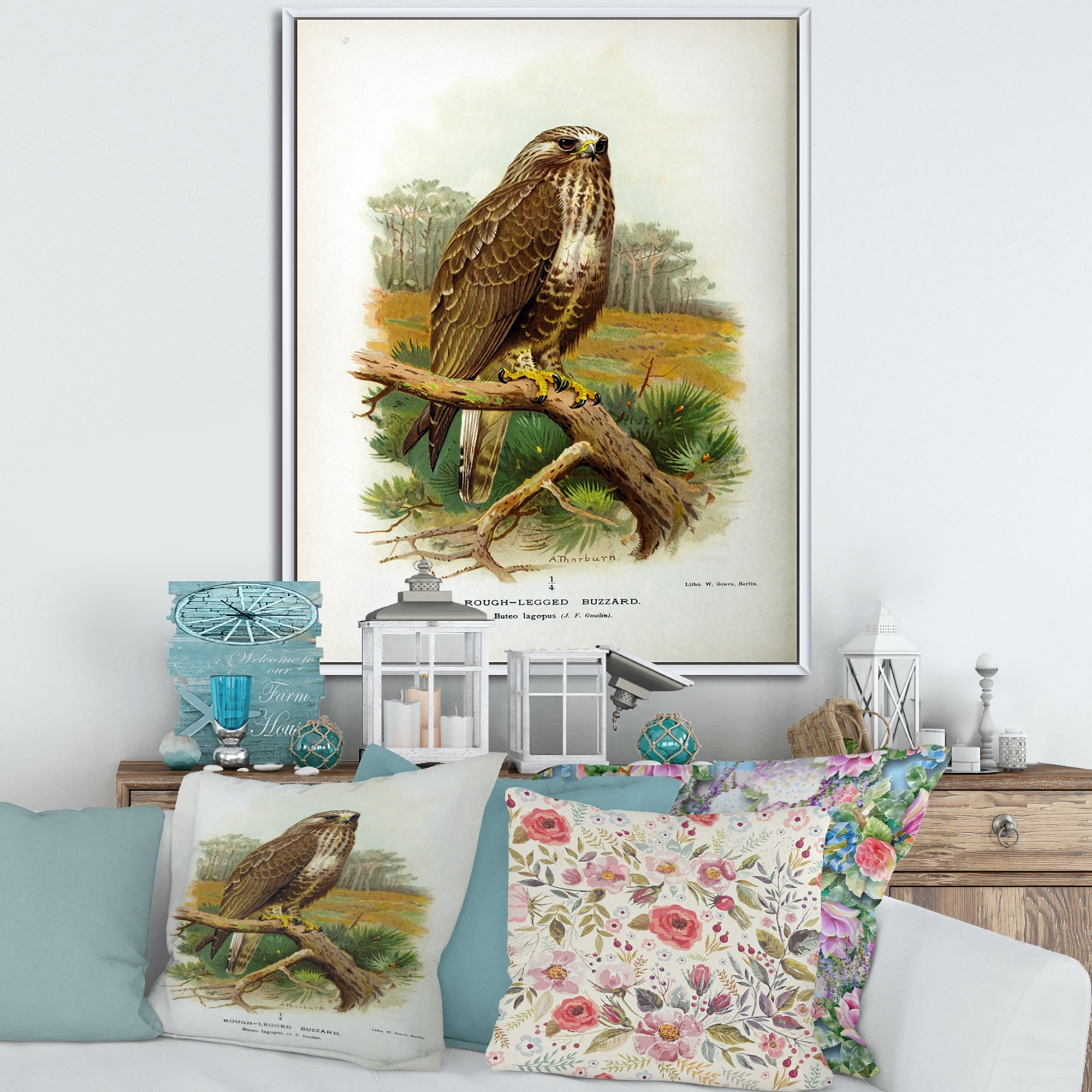 Designart 'Ancient Bird Life IX' Traditional Framed Canvas Wall Art Print