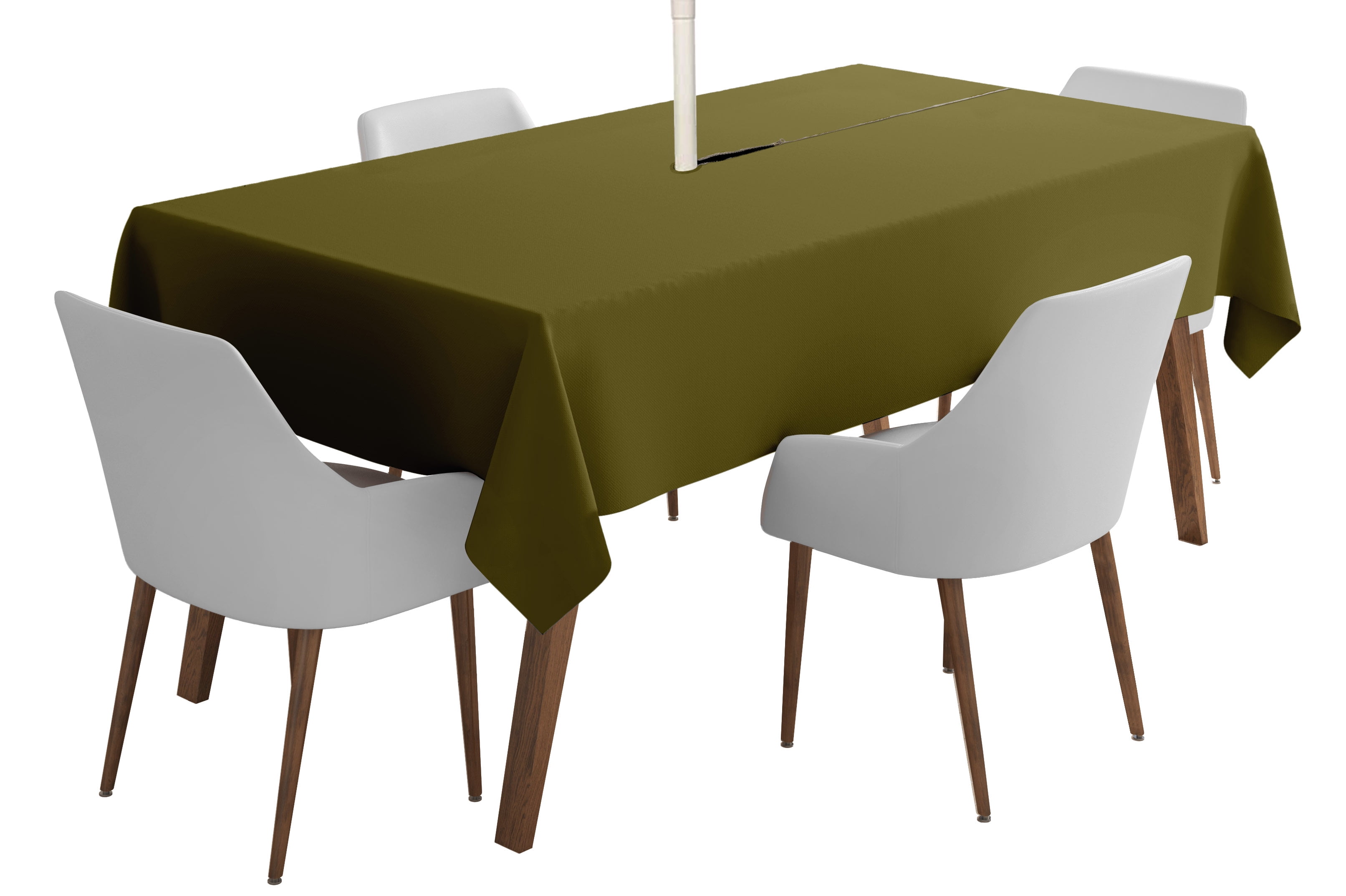Vargottam Indoor/Outdoor Tablecloth 58 x 102 Inch Waterproof Olive Green Zippered Tablecloth