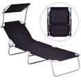 thumbnail image 1 of Gymax Chaise Longue Pliante Chaise de Plage Dossier Inclinable Noir, 1 of 10
