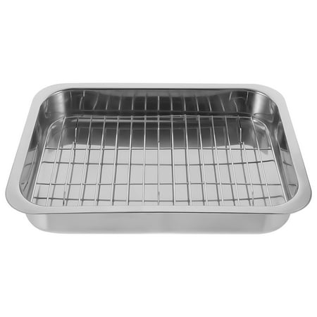 

1 Set Stainless Steel Baking Tray with Rack Practical Ovenware Tray Baking Dish