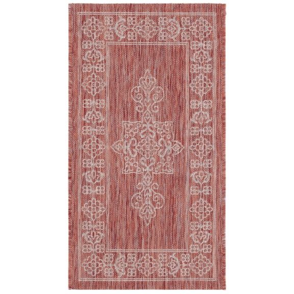 SAFAVIEH Courtyard Delbet Medallion Indoor/Outdoor Area Rug, Rust/Ivory, 2' x 3'7"