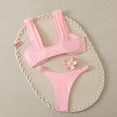 thumbnail image 6 of WRKEKC High Waist Bikini Sets for Women Drawstring Adjustable Push Up 2 Piece Swimsuit with Removable Cups Summer Beach Modest, 6 of 7