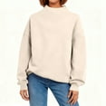 thumbnail image 5 of Kixjoy Fleece Pullover Women Plus Size Soft Mock Neck Sweatshirts Long Sleeve Casual Lightweight Pullover Fashion Loose Fit Winter Sweatshirts for Women, Khaki M, 5 of 7