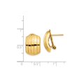 thumbnail image 4 of 14k Yellow Gold Clip-On Earrings for Women with Ridged Dome Design, Polished Finish, Classic Elegant Style for Everyday or Formal Wear, Fashion Jewelry with Omega Back, 4 of 6