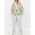 thumbnail image 4 of IFJIM Womens Winter Short Warm Puffer Jacket Baggy Zip-Off Coat Beige XS, 4 of 5