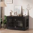 thumbnail image 2 of Snuowu 42" Heavy Duty Dog Crate Furniture for Small,Medium and Large Dogs,Rustic Wooden Dog Cage Kennel Indoor Furniture with Waterproof Top,Decorative Pet House Side End Table (Black), 2 of 7