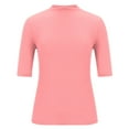thumbnail image 4 of Ediodpoh Women's Casual Solid Color Half Turtleneck Short Sleeve T Shirt Top T Shirts for Women Pink M, 4 of 5