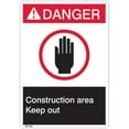 thumbnail image 1 of ANSI Z535 Rigid Plastic "Danger Construction Area" Sign, 7" x 10" (160 Units), 1 of 1