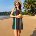 thumbnail image 3 of Yiaed Colorful Stripes Print Women's Sleeveless Dress, Loose Fit Summer Dress, Casual Sleeveless Dress for Women, 3 of 7