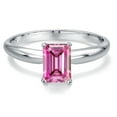 thumbnail image 3 of Gem Stone King 1.00 Cttw PT900 Platinum 900 Pink Moissanite Engagement Ring for Women | Emerald Cut 7X5MM | Gemstone Birthstone | Wedding Anniversary Promise Ring for Women | Size 8, 3 of 6