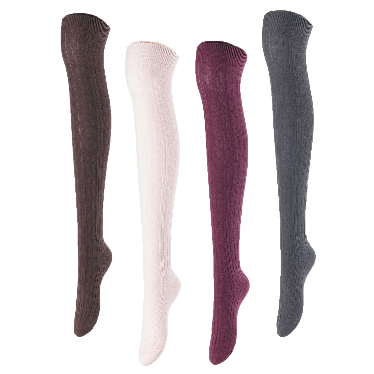 AATMart Womens 4 PAIRS HIGH KNEE COTTON SOCKS FOR WOMEN COZY FLUFFY AND FANCY WITH A WIDE COLOR AND SIZE RANGE 