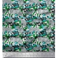 thumbnail image 1 of Soimoi Green Cotton Cambric Fabric Tiger,Leopard & Wild Animal Print Fabric by The Yard 56 Inch Wide, 1 of 1