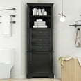 thumbnail image 3 of Harper & Bright Designs Tall Triangle Cabinet with Doors and Drawers, Modern Freestanding Bathroom Corner Cabinet with Adjustable Shelves and Tilt-Out Laundry Hamper for Small Space, Black, 3 of 14