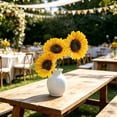 thumbnail image 6 of Artificial Sunflowers Bouquet 3 Styles, Long & Short Stem Silk Flower Arrangements, Realistic Faux Sunflowers for Home Garden Wedding Centerpiece, Party, Photography Prop, Vase Display (16"), 6 of 6