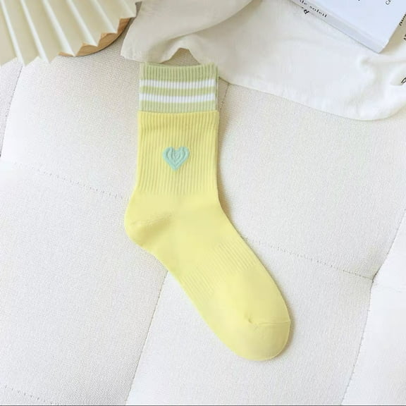 Zhuge 10 Pairs Women's Thin Cotton Socks,Soft Cotton Bootie Socks Women Above Ankle Crew Socks (Yellow)