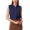 thumbnail image 3 of Zeagoo Womens Casual Sleeveless Button Down Shirts Office Blouses Loose V Neck Tank Tops for Spring Summer, 3 of 6