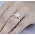 thumbnail image 4 of HeartsAndYou 1.6ct Oval Cut Moissanite Engagement Ring for Women Round Accents Halo 18k White Gold Over Silver, 4 of 8