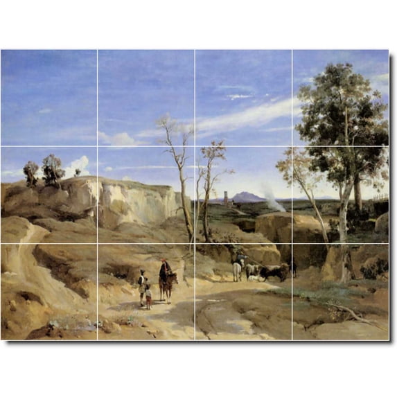 Ceramic Tile Mural-Jean Corot Country Painting 189. 48" w x 36" h using (12) 12 x 12 ceramic tiles