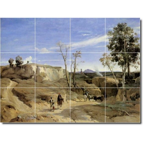 Ceramic Tile Mural-Jean Corot Country Painting 189. 32" w x 24" h using (12) 8 x 8 ceramic tiles