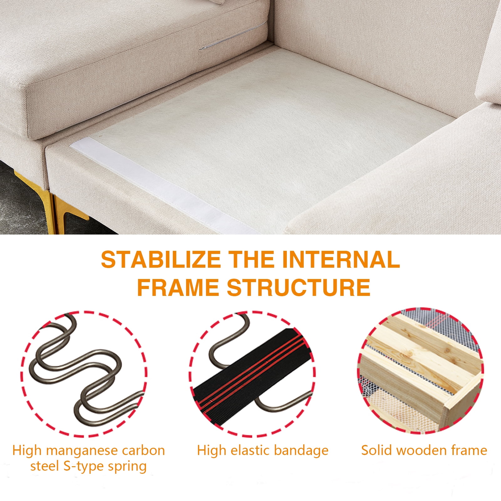 TrumanPick Convertible Sectional Sofa Couch, Modern&nbsp;3 Seat L Shaped Couch with Chaises for Living Room Furniture, Beige