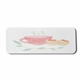 thumbnail image 1 of Tea Party Computer Mouse Pad, Watercolor Drawn Scones Hot Tea Cup Twig Composition, Rectangle Non-Slip Rubber Mousepad Large, 31" x 12" Gaming Size, Pink Salmon, by Ambesonne, 1 of 2