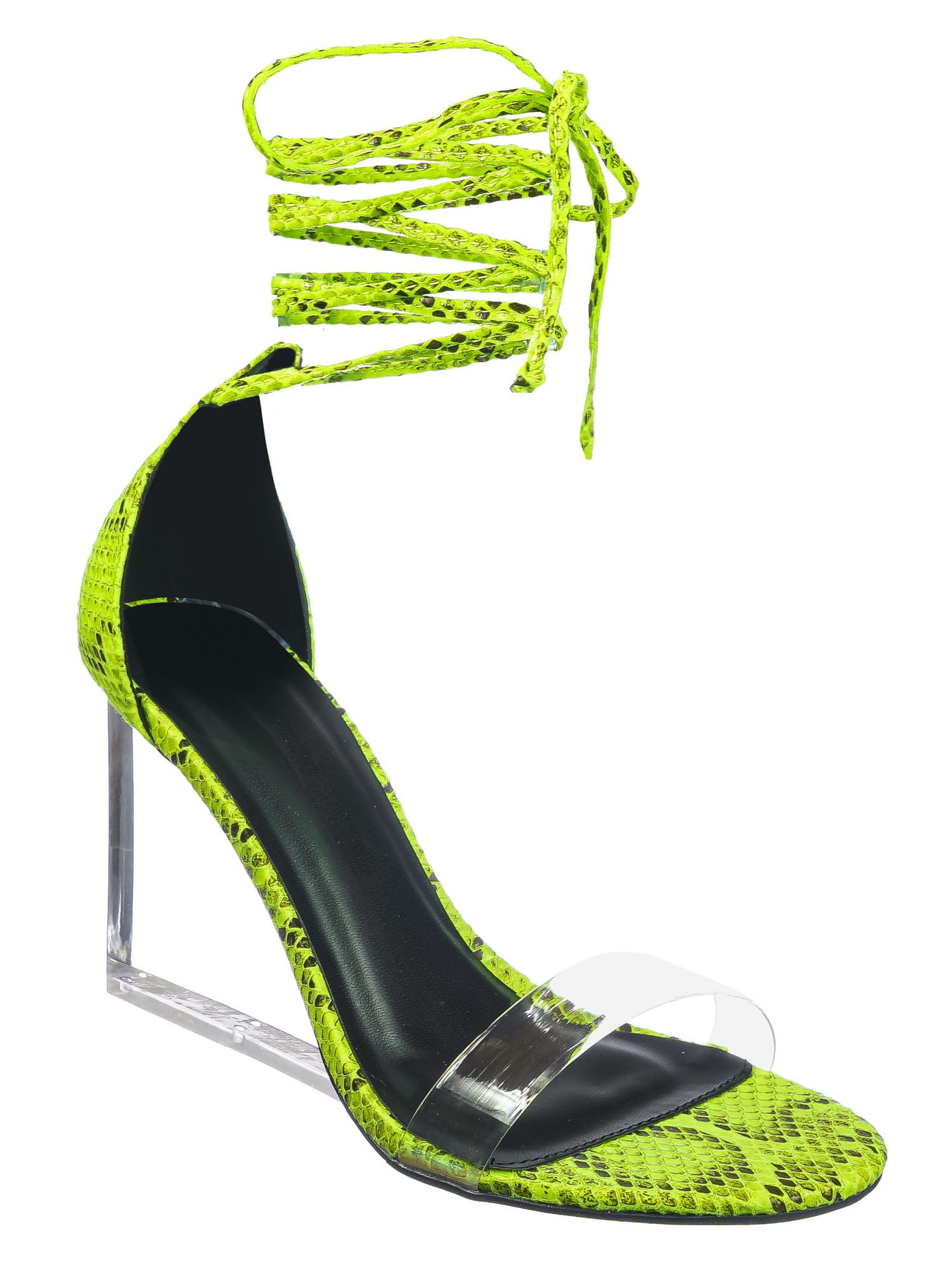 Cape Robbin EXTREME Lime Snake Knee High Open Toe Super Strappy Gladiator Heel 