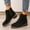 Black, variant on Womens Winter Boots,Solid Color Mid Heel Lace Up Martin Boots Round Toe Winter Fall Casual Dress Boots Fashion Boots