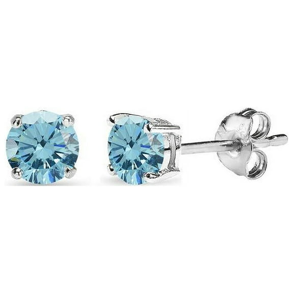 Sterling Silver 4mm Light Blue Stud Earrings Made with Swarovski Crystals