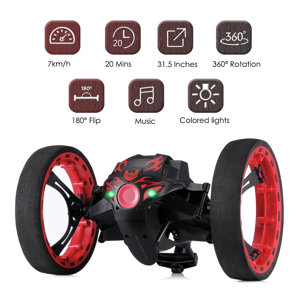 Leaping dragon rc bounce car best sale with led laser night lights