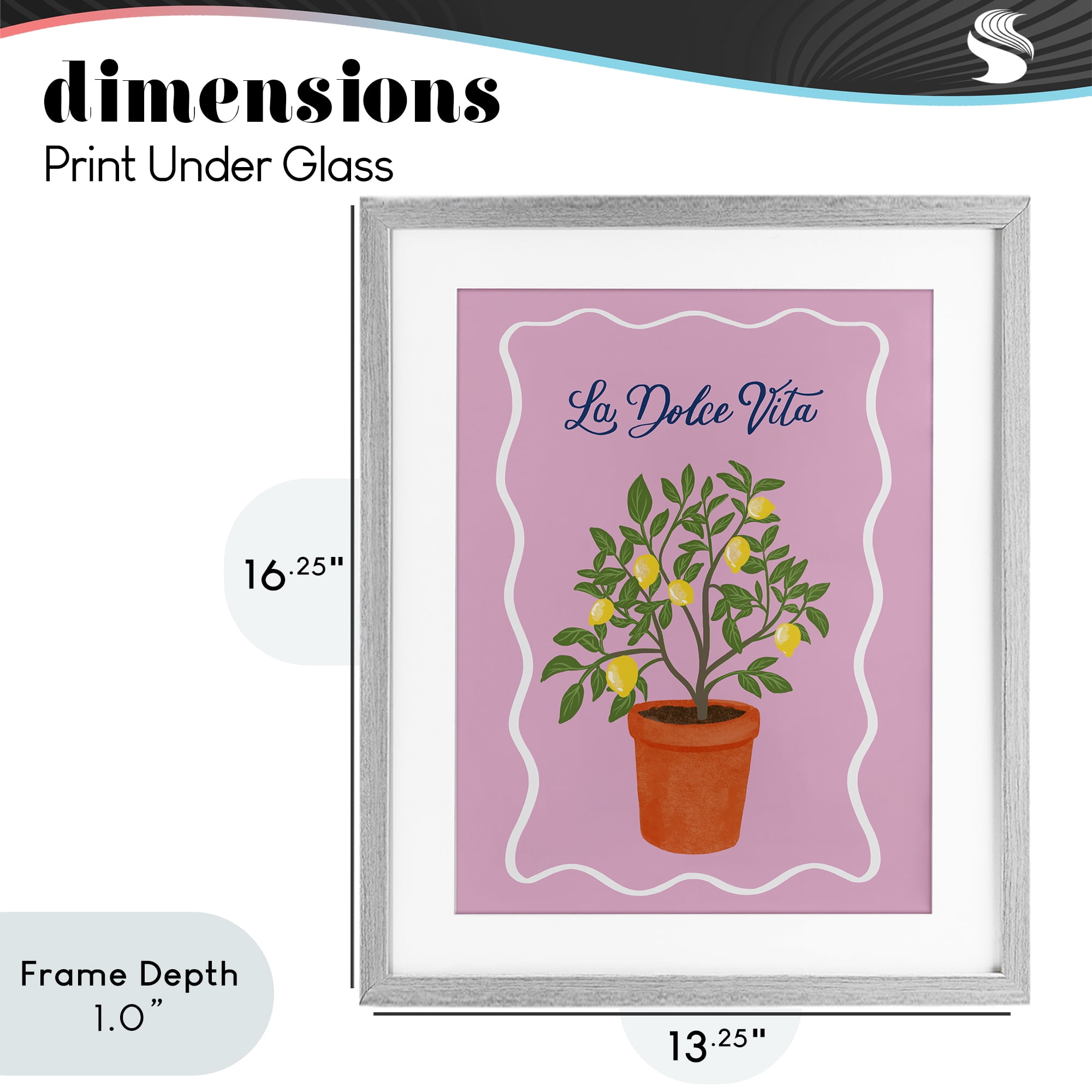 Stupell Industries Dolce Vita Lemon Tree Gray Framed Print Under Glass, design by Be Ni La