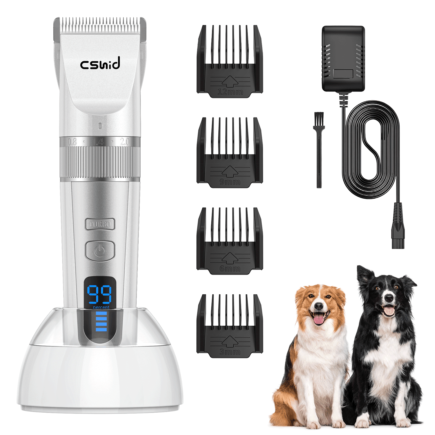 Cshidworld Dog Clippers for Thick Coats, Low Noise Cordless Pet