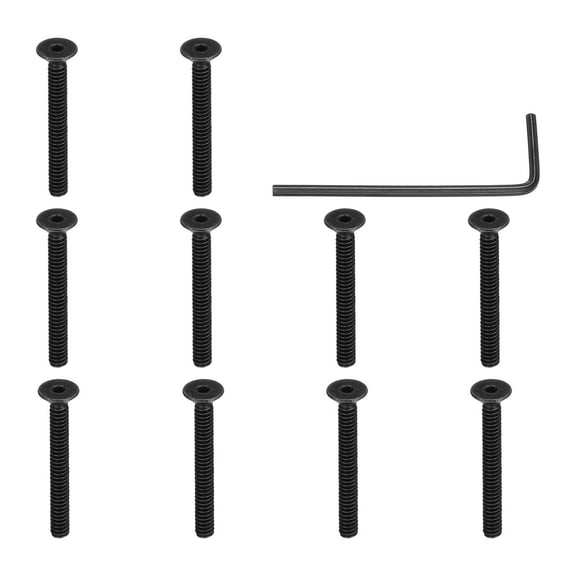 #4-40 x 1 Inch Flat Head Socket Cap Screws Hex Drive Machine Screws with Hex Spanner 10 Pcs