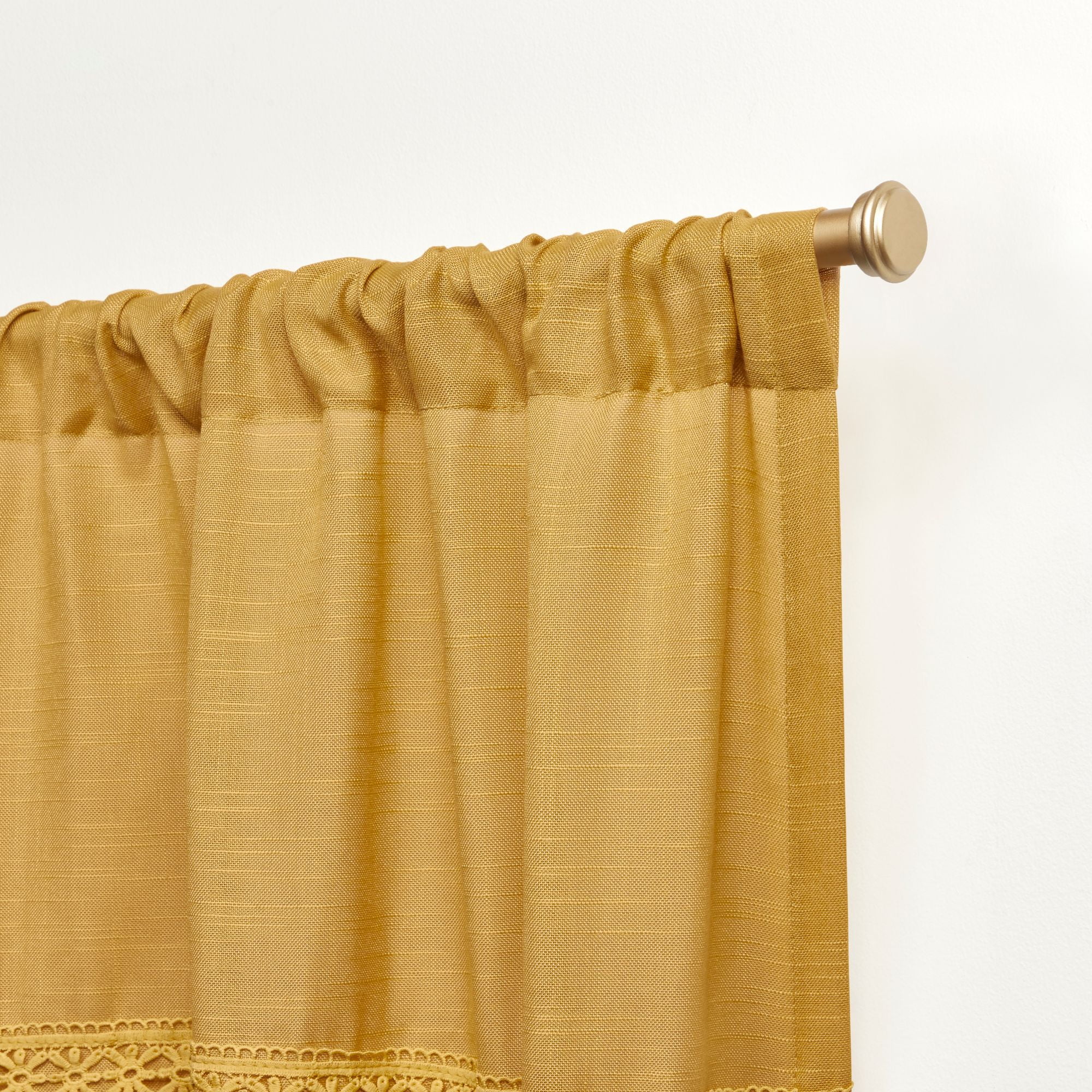 Nicole Miller New York Dunbar Light Filtering Rod Pocket Curtain Panels, 50"x84", Honey Gold, Set of 2