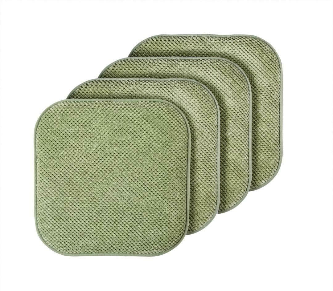 4 Pack Premium Memory Foam Non Slip Ultra Soft Chenille Surface Chair Pad Cushions Sage Green Walmart Com Walmart Com