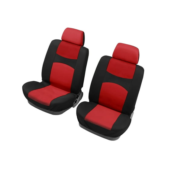 Unique Bargains Front Car Seat Cover Kit Flat Cloth Fabric Seat Protector Pad Black Red