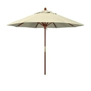 Magnolia Garden 9' Push-Lift Classic Hardwood Umbrella with Olefin Fabric - Antique Beige