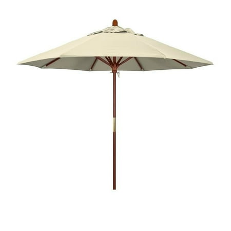 Magnolia Garden 9' Push-Lift Classic Hardwood Umbrella with Olefin Fabric - Antique Beige