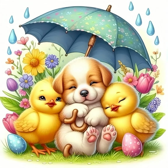 5D DIY Diamond Art Kits for Adults Beginners,Puppy Duck Diamond Dots Gem Art,Home Wall Decor 13.8x13.8inches.