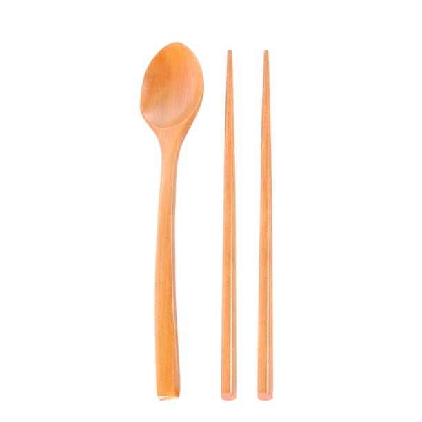 1 juego de palillos y cucharas de madera, vajilla japonesa hecha a mano (color natural)