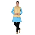 thumbnail image 2 of Sonakshi Fashion Men's Brocade Waistcoat Bandhgala Festive Jacquard Nehru Jacket, Color: Beige4, Size: 44, 2 of 6