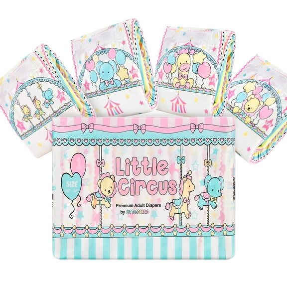 Littleforbig Printed Diaper 10 Pieces - Little Circus (Medium 28"-38") Little Circus Medium (Pack of 10)