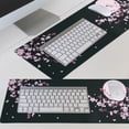 thumbnail image 4 of Cherry Blossom Floral Mouse Pad Black XL, Extended Large Mouse Pad, Kawaii Pink Black Mousepad, Moon Floral Long Big Desk Mouse Mat, Cherry Blossom Decor Stuff Accessories, 31.5 X 11.8 Inch, 4 of 6
