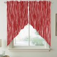 thumbnail image 2 of Red Striped Swag Valances for Windows, Kitchen Window Curtains Over Sink, Classic Minimalist Waves Lines Pattern Window Treatment Curtains for Living Room/Bedroom Curtains 2 Panel Sets 36"x45", 2 of 8