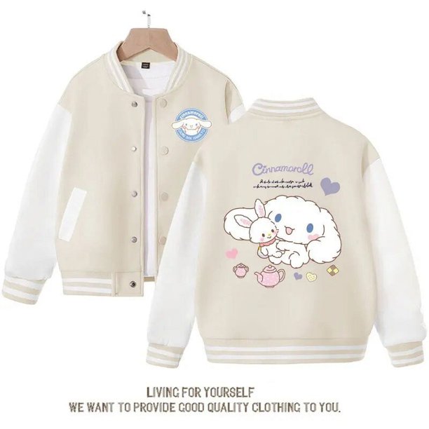 Sanrios Kawaii Anime Cinnamoroll Hello Kitty uniforme de béisbol de dibujos animados para niñas, chaqueta superior para niños, regalo de cumpleaños, primavera y otoño, nuevo