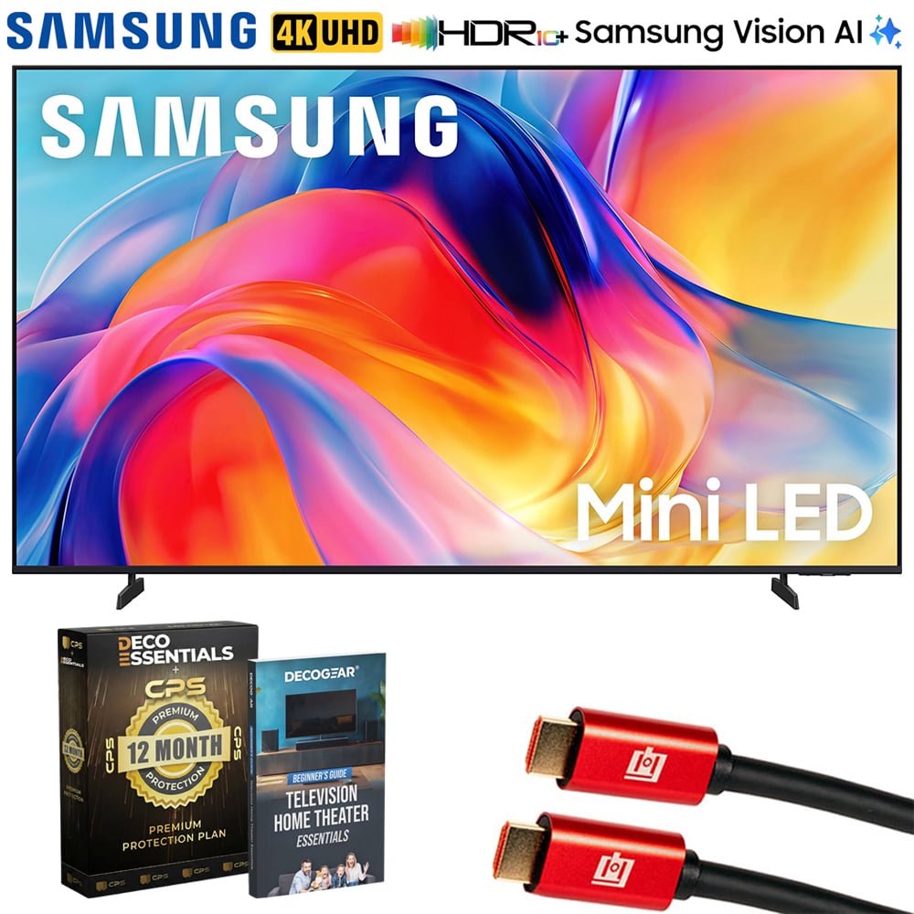 Samsung 65" Mini LED M70H 4K 3840x2160 Vision AI Smart TV, Titan Black (2026) UN65M70HAFXZA Bundle with 1 YR CPS Enhanced Protection Pack, 6FT HDMI Cable and Deco Gear Home Theater Beginner's Guide