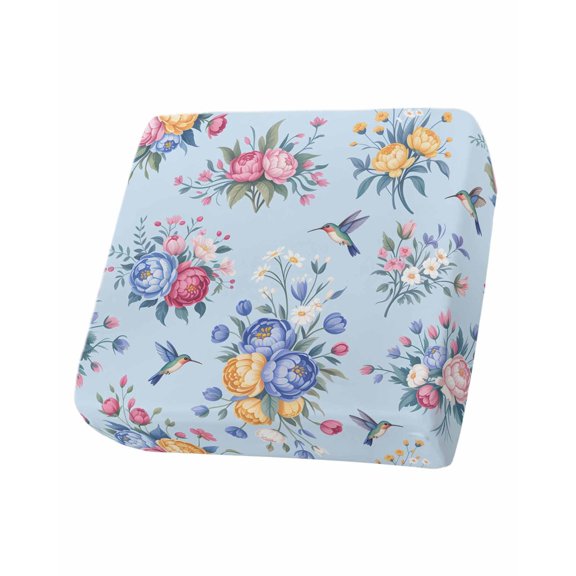 Pink Blue Flowers Couch Cushion Covers Stretch, Washable Sofa Seat Covers Individual Seat Cushion Sofa Slipcovers Spring Floral Pastoral Birds Leaves Couch Cover Furniture Protector S-1PCS