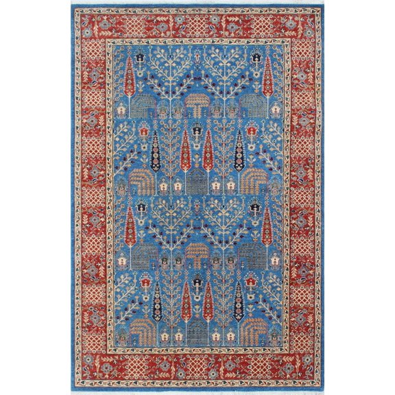 Aria Fariya Blue/Rust Rug, 5'11" x 8'9"