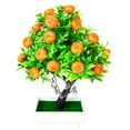 thumbnail image 1 of Artificial Potted Plant Home Office Hotel Plastic Tree Ornament Table Centerpiece Fake Potted Greenery, Orange, 1 of 7